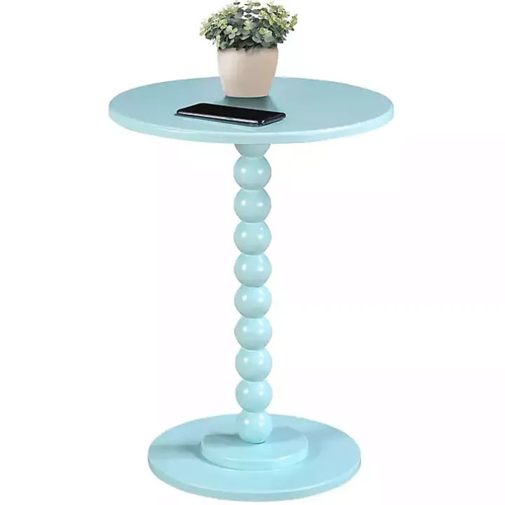 Blue Beaded Spindle Accent Table
