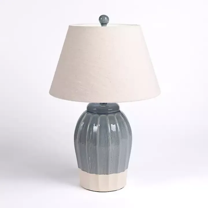Blue Ceramic Scalloped Table Lamp