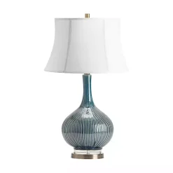 Blue Ceramic Stripe Base Table Lamp