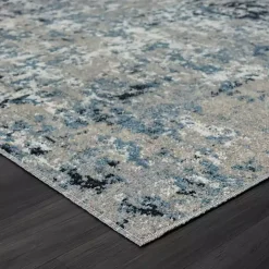 Blue Distressed Washable Area Rug, 7x9