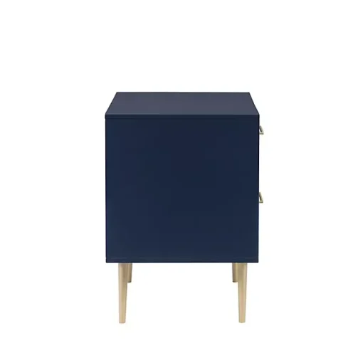 Blue 2-Drawer Nightstand with Gold Hardware
