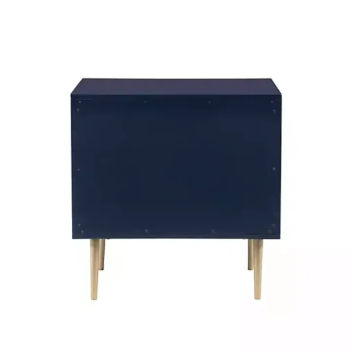 Blue 2-Drawer Nightstand with Gold Hardware