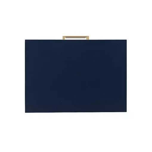 Blue 2-Drawer Nightstand with Gold Hardware