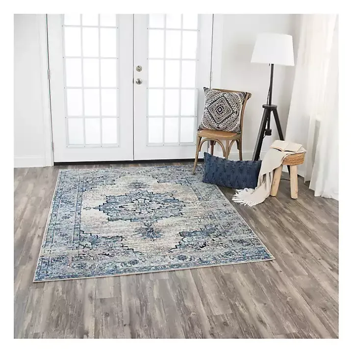 Blue Edward Medallion Area Rug, 8x10