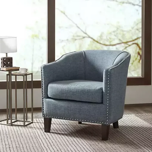 Blue Emery Barrel Accent Chair