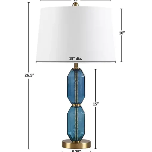 Blue Faceted Glass Table Lamp