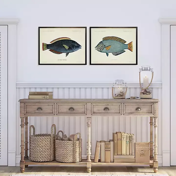 Blue Fish Framed Art Prints, Set of 2