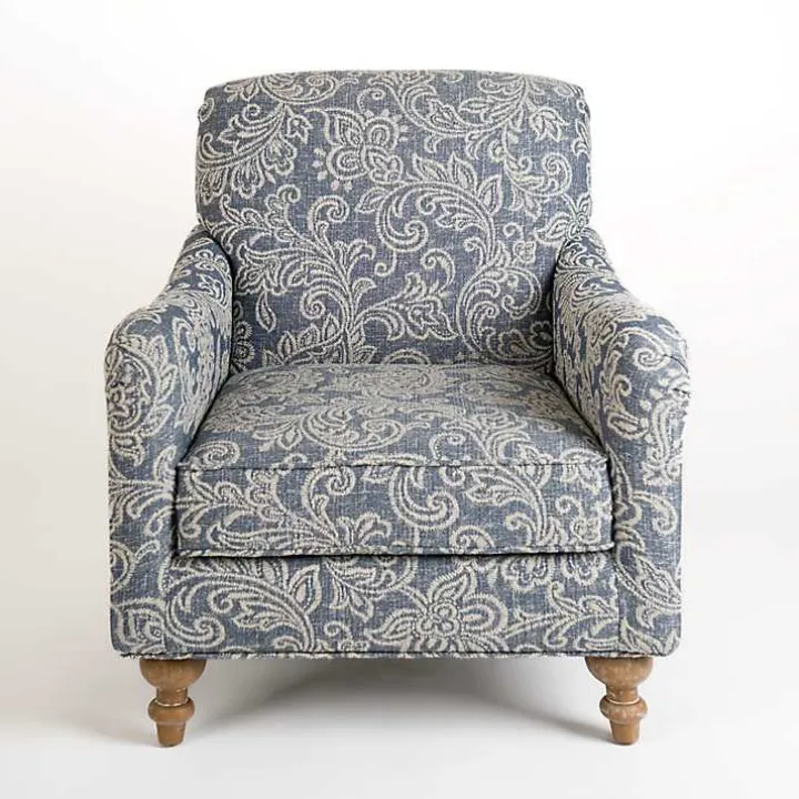 Blue Floral English Armchair