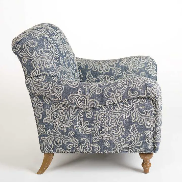 Blue Floral English Armchair