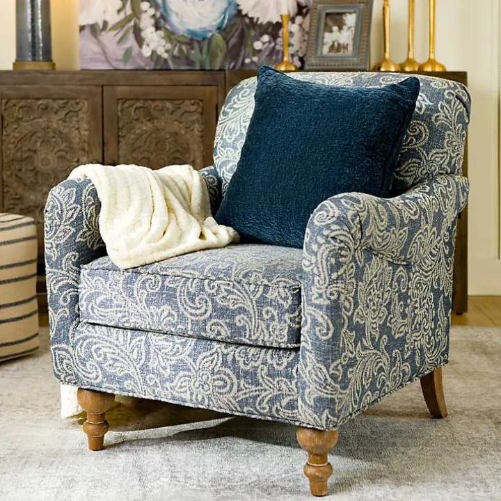 Blue Floral English Armchair