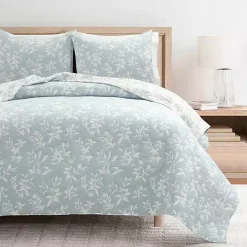 Blue Floral Reversible 3-pc. Full/Queen Quilt Set