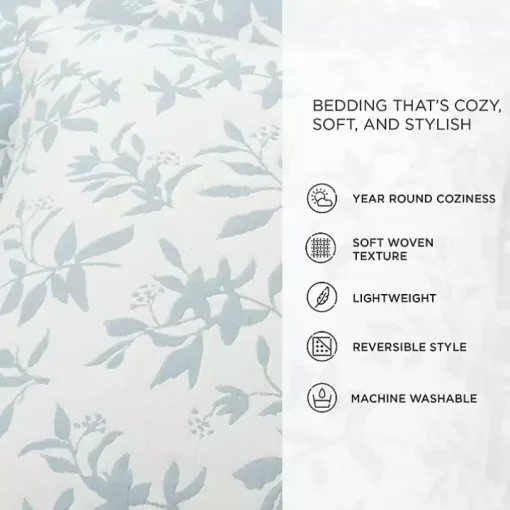 Blue Floral Reversible 3-pc. Full/Queen Quilt Set