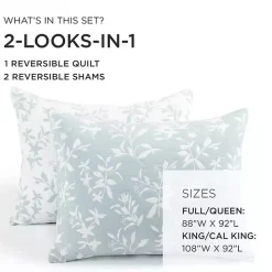 Blue Floral Reversible 3-pc. Full/Queen Quilt Set