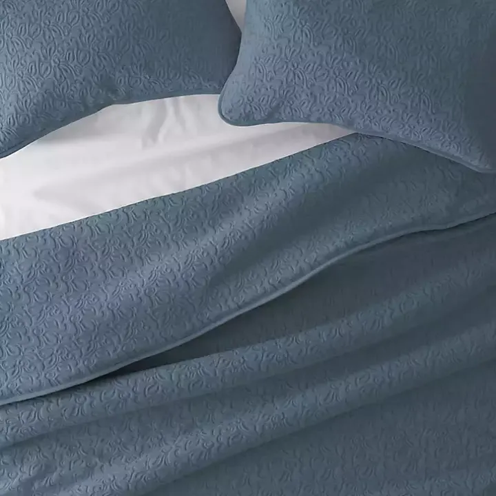 Blue Floral Stitch 2-pc. Twin Quilt Set