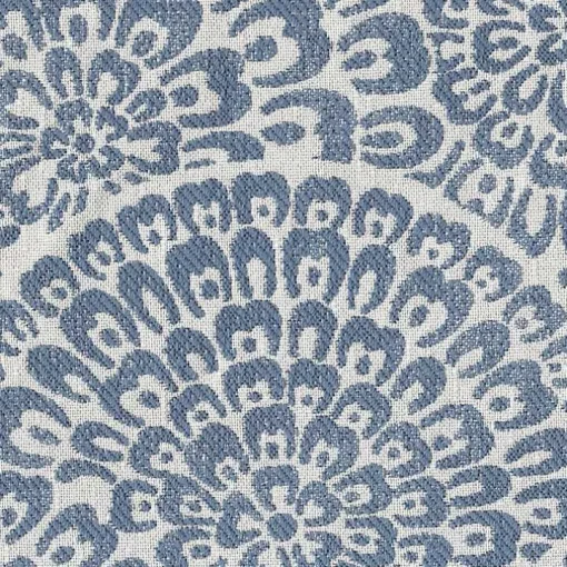 Blue Floral Upholstered Square Storage Ottoman