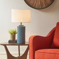 Blue Geometric Ceramic Table Lamp