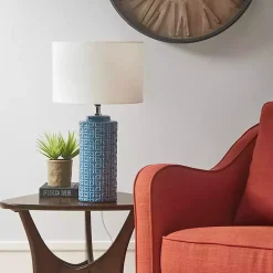 Blue Geometric Ceramic Table Lamp