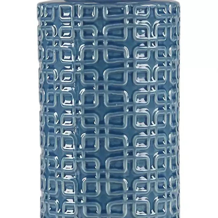Blue Geometric Ceramic Table Lamp