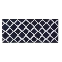 Blue Geometric Pattern Reversible Bath Mat, 60 in.