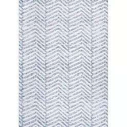 Blue Geometric Pattern Washable Area Rug, 4x6