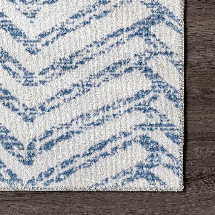 Blue Geometric Pattern Washable Area Rug, 4x6