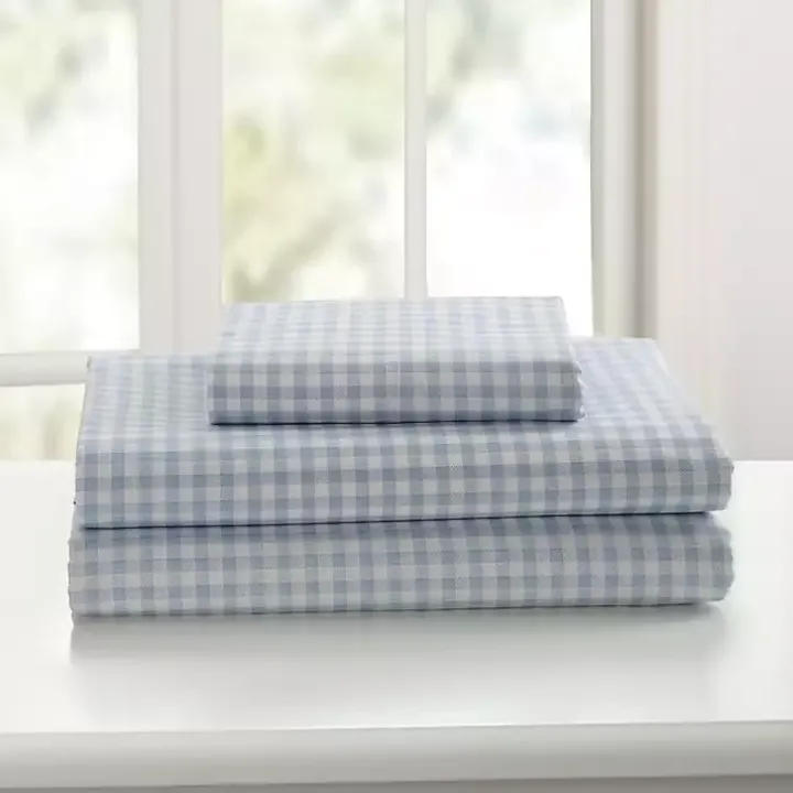 Blue Gingham King 3-pc. Sheet Set