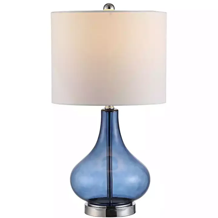 Blue Glass Curved Brooks Table Lamp
