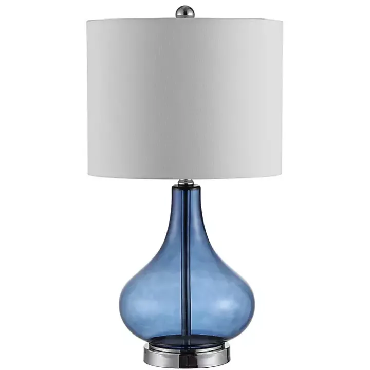 Blue Glass Curved Brooks Table Lamp