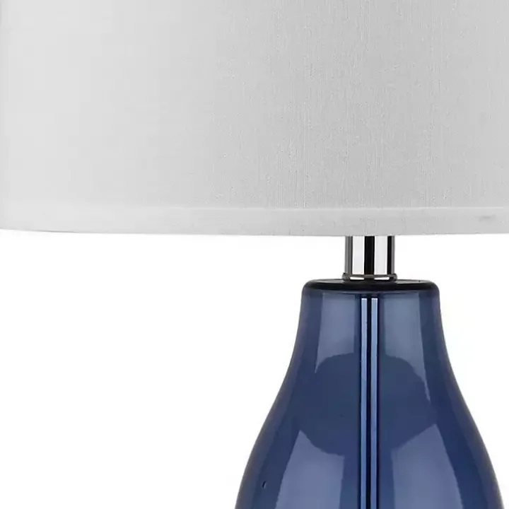 Blue Glass Hourglass Table Lamps, Set of 2