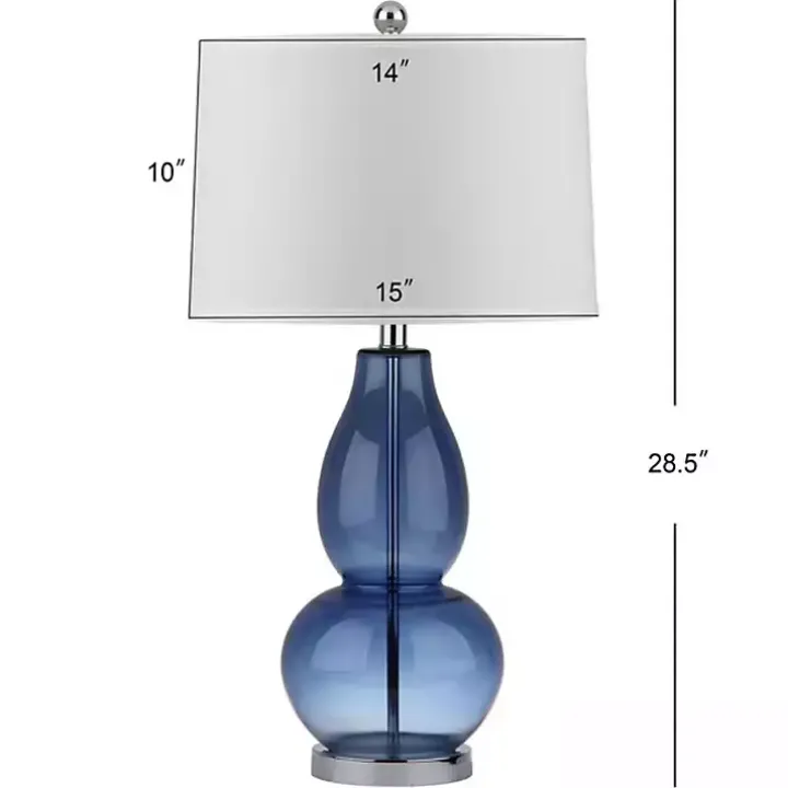 Blue Glass Hourglass Table Lamps, Set of 2