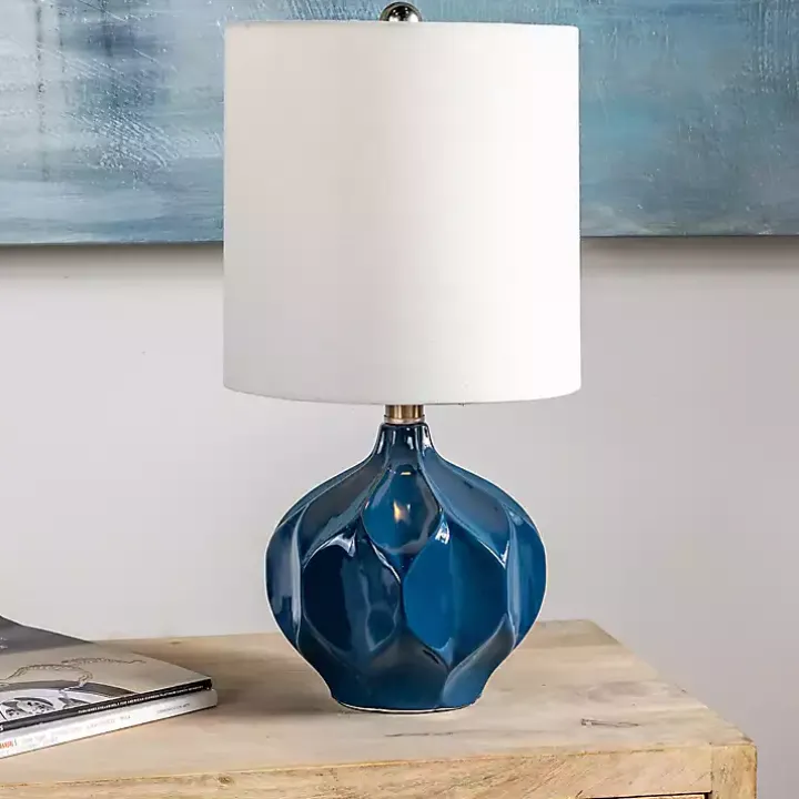 Blue Glazed Geometric Table Lamp