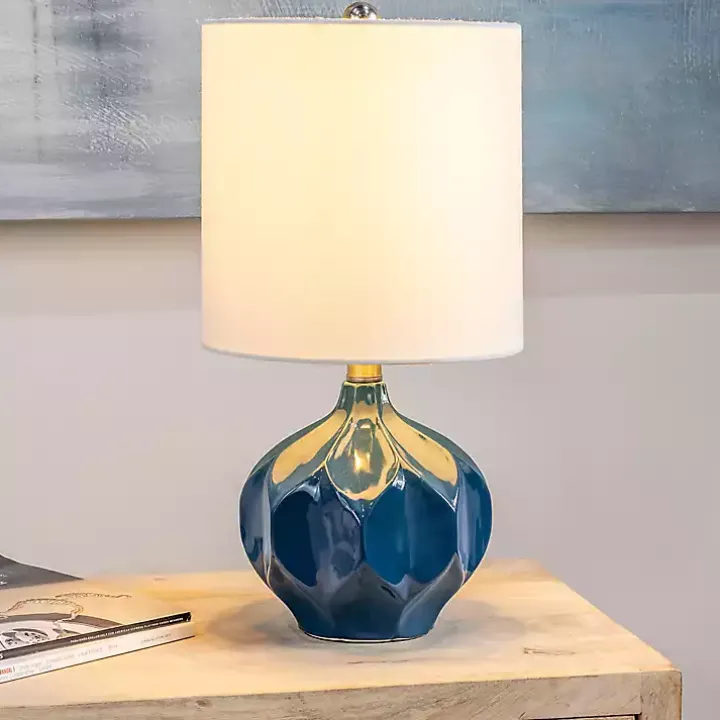 Blue Glazed Geometric Table Lamp