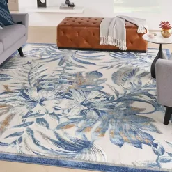 Blue Grand Leaf Coastal Area Rug, 7x9