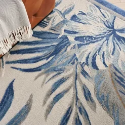 Blue Grand Leaf Coastal Area Rug, 7x9