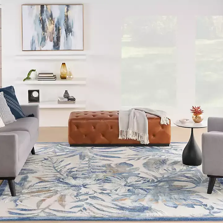 Blue Grand Leaf Coastal Area Rug, 7x9