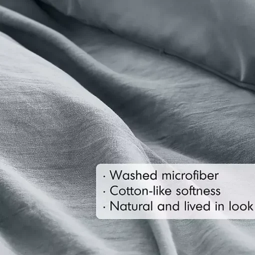 Blue Gray Pleated Grid 3-pc. King Comforter Set