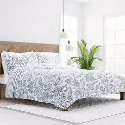 Blue Jacobean Reversible 2-pc. Twin Quilt Set