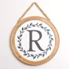 Blue Leaf Wreath Monogram R Wood Wall Plaque