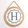 Blue Leaf Wreath Monogram H Wood Wall Plaque