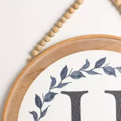 Blue Leaf Wreath Monogram H Wood Wall Plaque