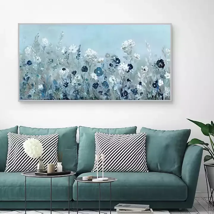 Blue Light Garden Framed Canvas Art Print