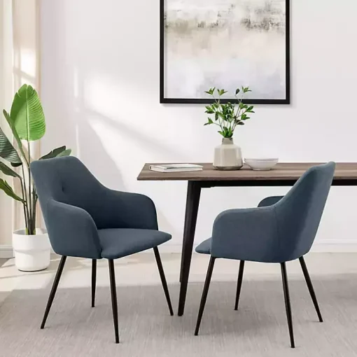 Blue Lily Upholstered Dining Chairs, Set of 2