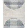 Blue Linear Geometric Washable Area Rug, 6x9