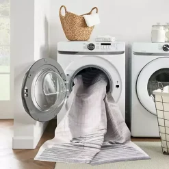 Blue Linear Geometric Washable Area Rug, 6x9