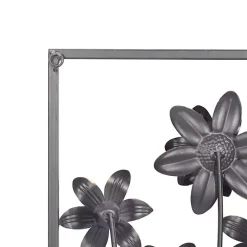 Blue Metal Floral Panel Wall Plaques, Set of 2