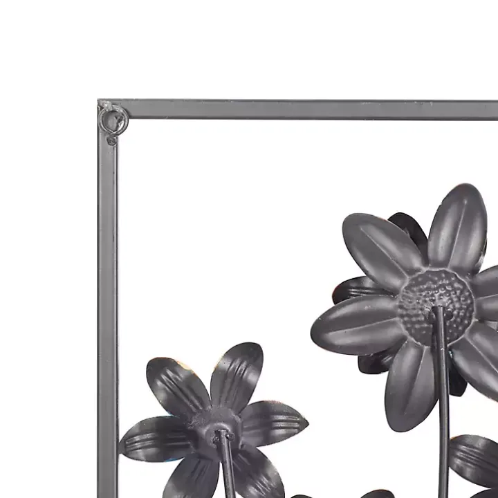 Blue Metal Floral Panel Wall Plaques, Set of 2