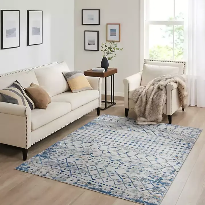 Blue Moroccan Area Rug, 5x7