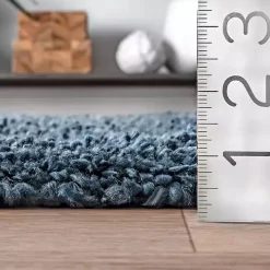 Blue Neva Plush Shag Area Rug, 5x7