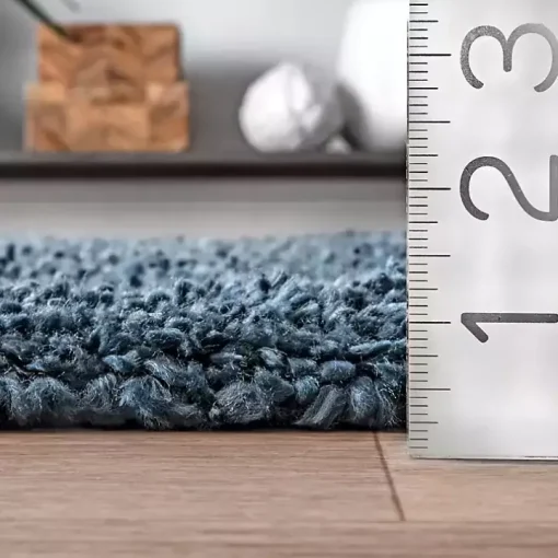 Blue Neva Plush Shag Area Rug, 5x7