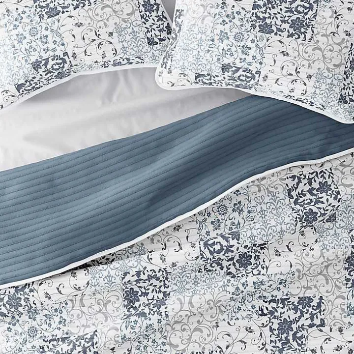 Blue Patchwork Reversible 3-pc. King Quilt Set